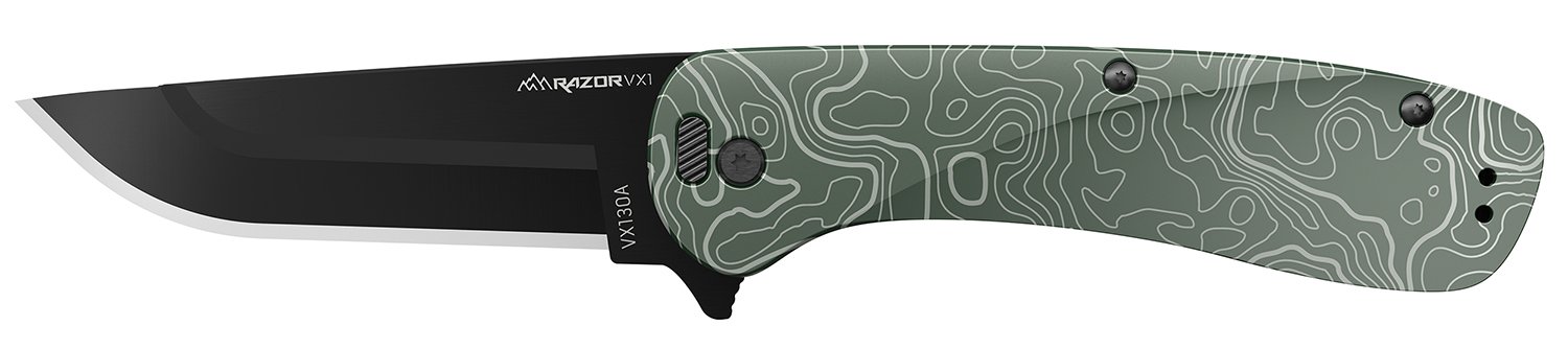Outdoor Edge VX130C-C Razor VX1 3.0" Green Aluminum Knife - Outdoor Edge