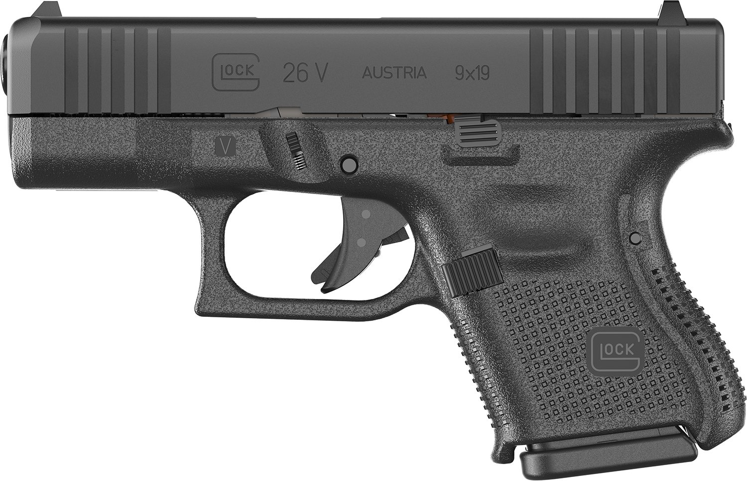 Glock UV2650201 G26 V 9mm 3.43" Gas Nitride Semi-Auto Pistol - Glock - DAO