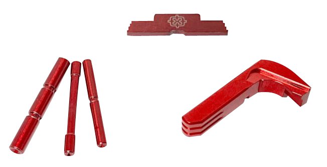 Cross Armory CRG4OKRD 3 Piece Kit for Glock Gen4 - Red Anodized Steel/Aluminum