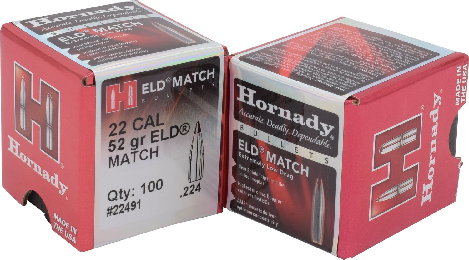Hornady 22491 ELD Match Target 22 Cal .224 52 gr Extremely Low Drag-Match (ELD-M) - Horn Hunter - 22 Caliber
