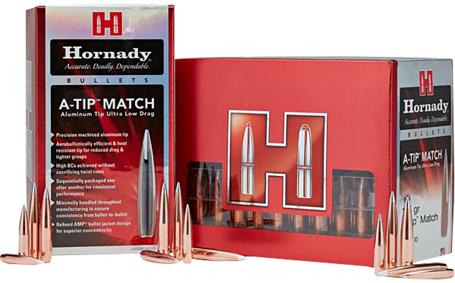 Hornady 22799 22Cal .222 76gr A-Tip Match Bullets 100/Box - Horn Hunter - .222