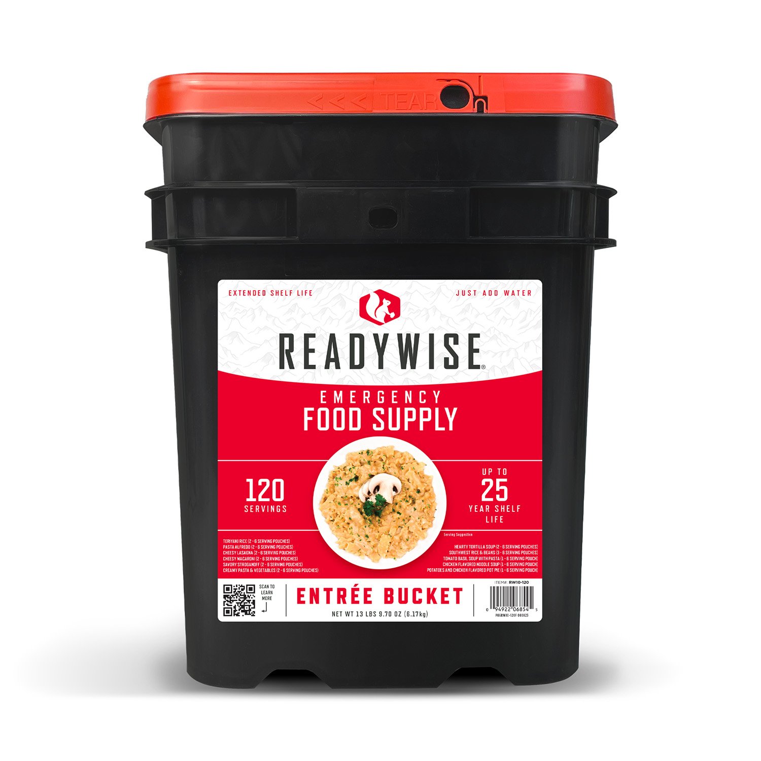 ReadyWise RW01120 Grab N Go Bucket Freeze Dried Entrees 120 Servings Per