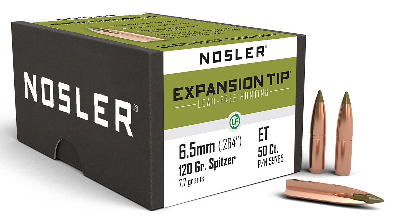 Nosler E-Tip 6.5mm 120 Grain Lead Free Polymer Tip 50 Count - Nosler - 6.5mm