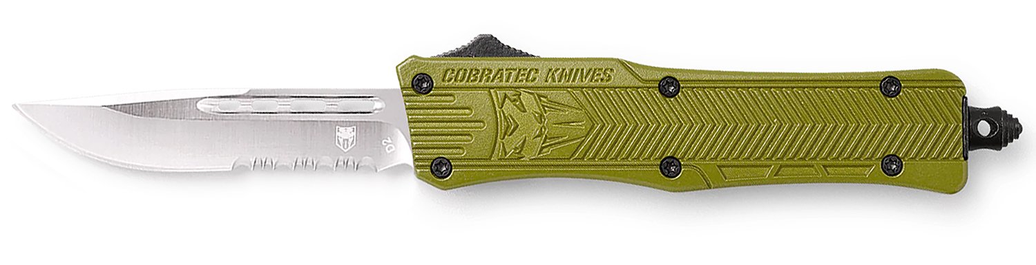 CobraTec Knives SODCTK1SDS CTK-1 Small 2.75" OTF Drop Point Part Serrate... - CobraTec Knives - DROP POINT