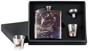 Buy Rivers Edge 988 Pocket Flask with 2 Shot Glasses Whitetail Deer Design online