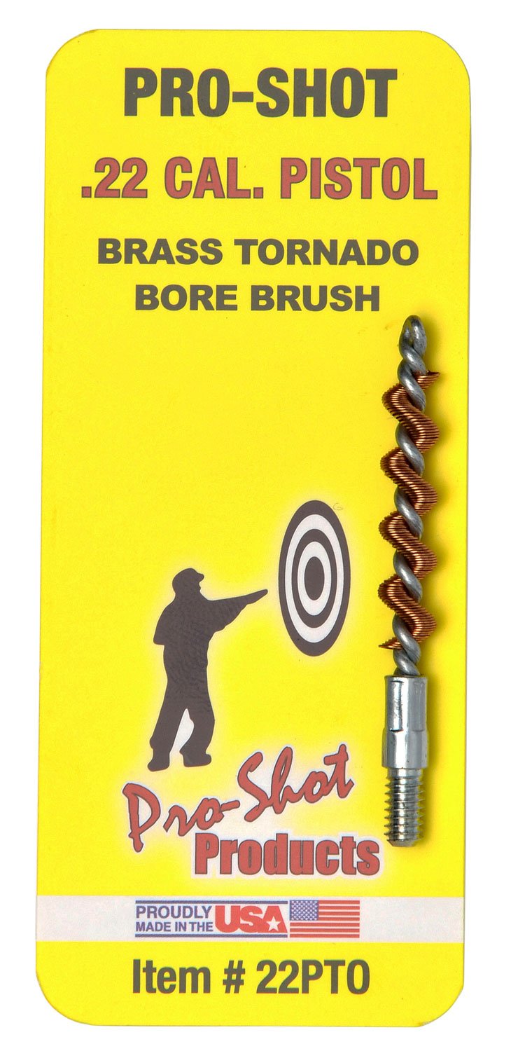 Pro-Shot 22PTO Tornado Bore Brush .22 Cal Pistol #8-32 Thread Brass Spiral Wound Loop - Pro-Shot Products - .22 CAL