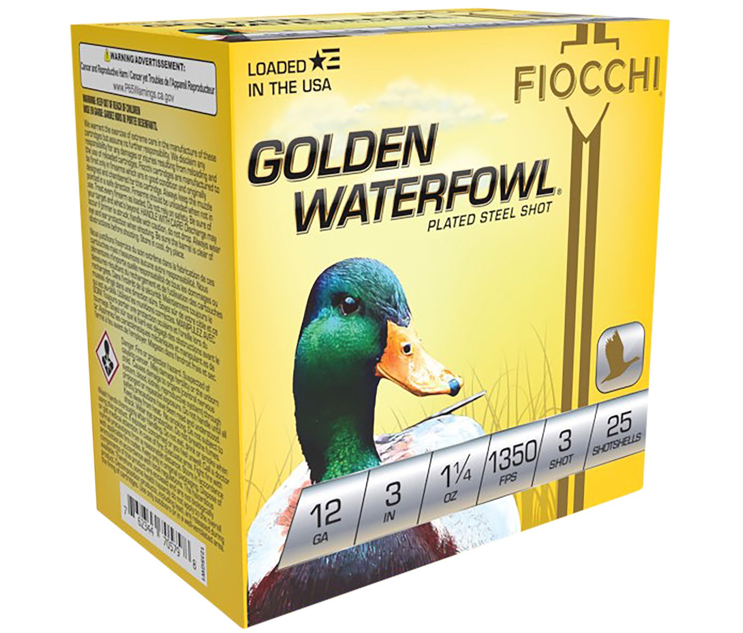 Fiocchi 123SGW3 Golden Waterfowl 12Ga 3" 1-1/4oz #3 Shot 25/Box