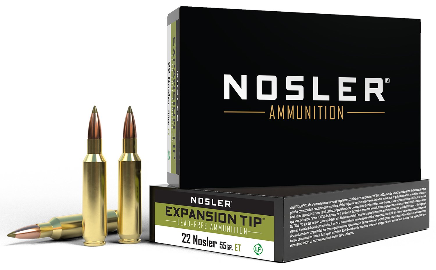 Nosler 40140 E-Tip .22 Nosler 55gr Lead-Free 20 Rounds in Box - Nosler - E-TIP LEAD-FREE