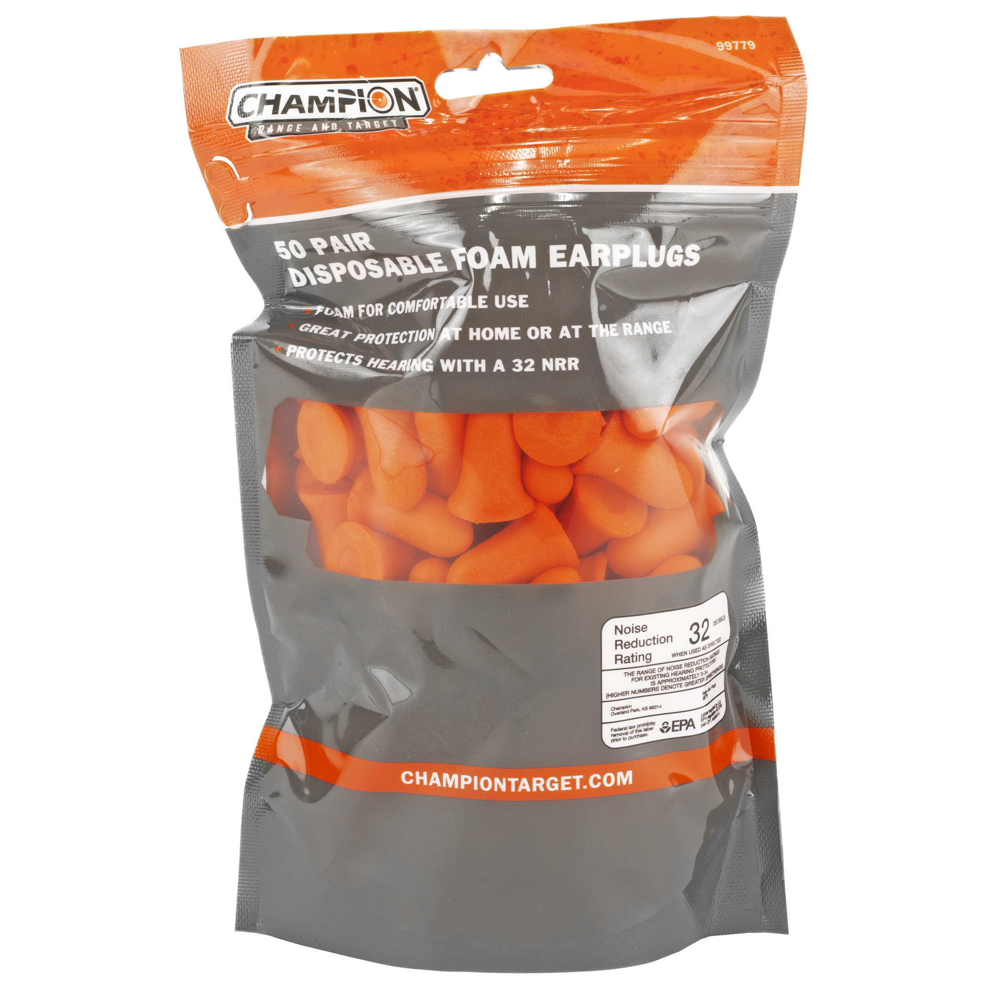 Champion Foam Ear Plugs 50 Pairs Bag