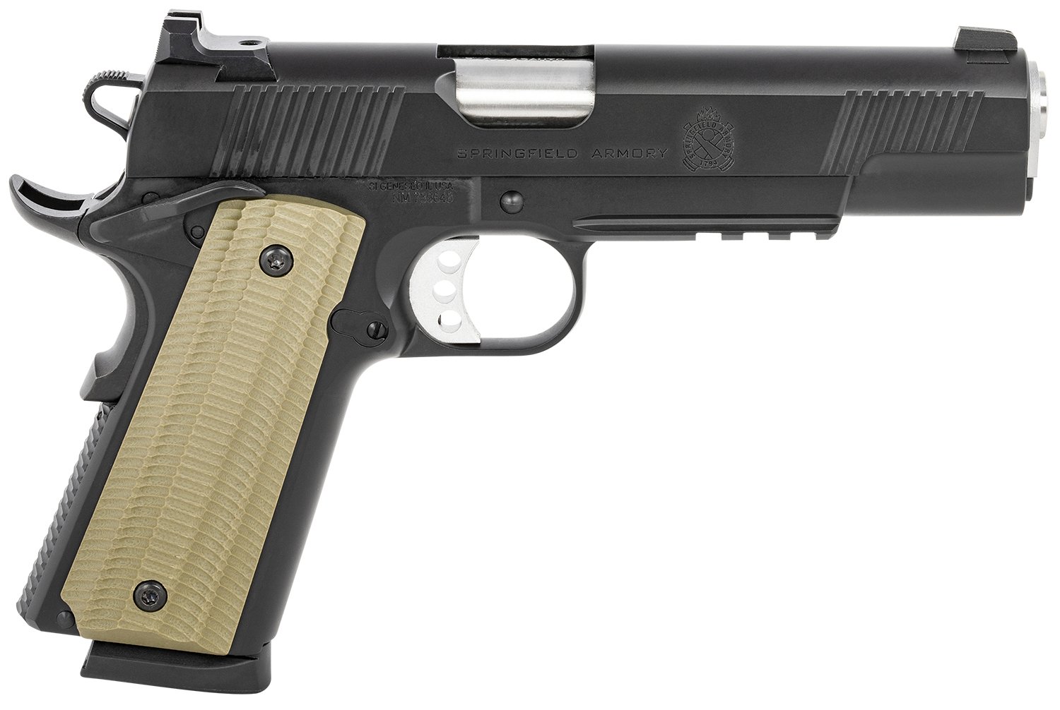 Springfield Armory 1911 Operator, .45 ACP, 5" Stainless Steel Barrel, Black Cerakote, VZ G10 Grip, Tritium Front Sight, 8-Round Capacity
