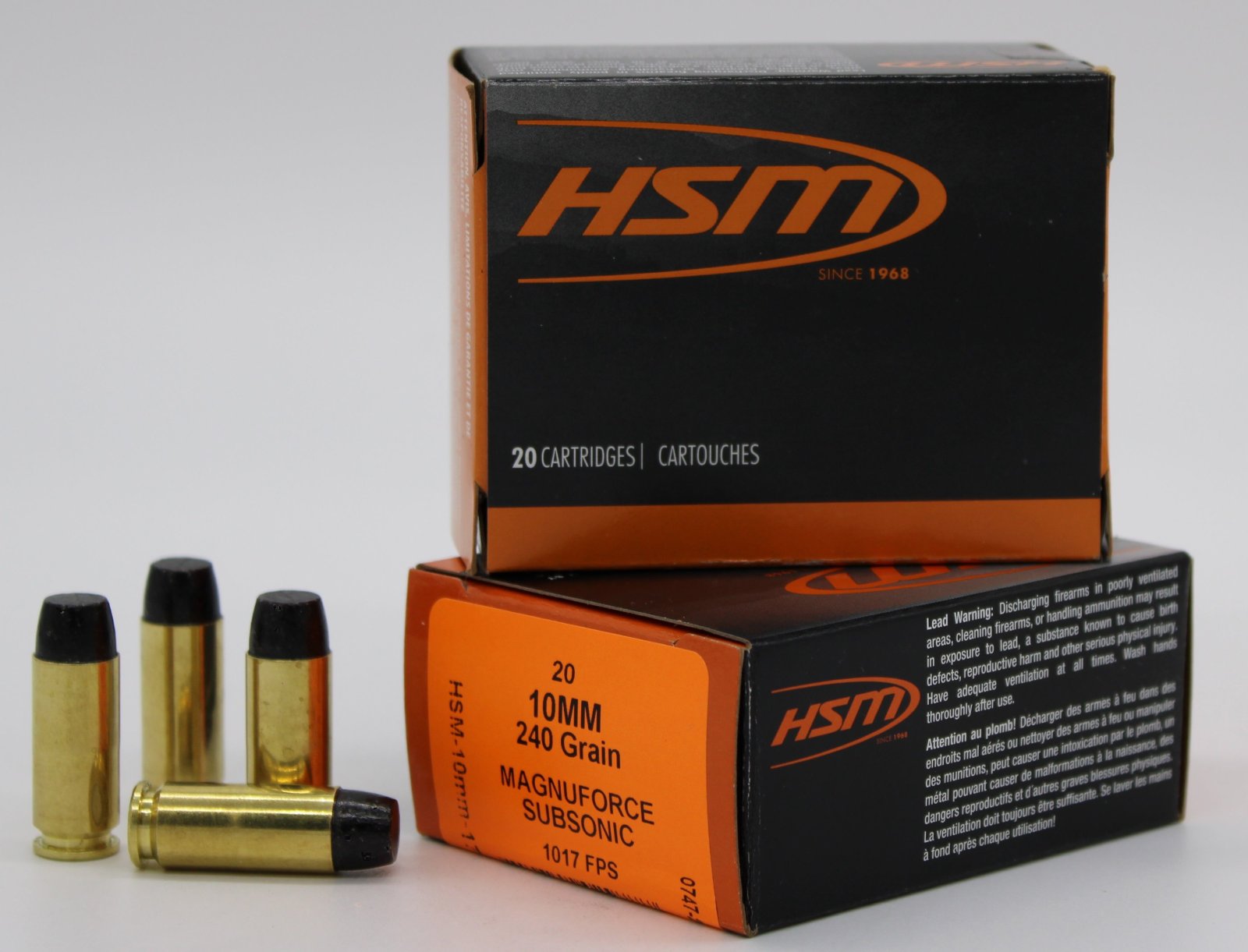 HSM 10mm-17-N Subsonic Ammo 240gr Hard Cast Lead FN 20rd - HSM Ammunition - 10MM AUTO