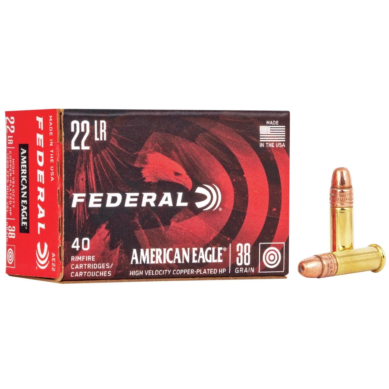 Federal AE22 22LR 38 Grain Copper Plated Hollow Point 40 Rounds