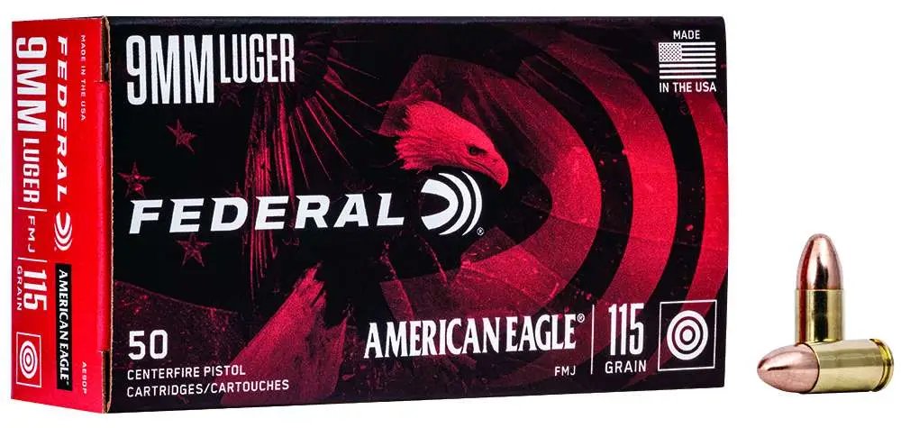 Federal AE9DP 9mm Luger 115 Grain FMJ 50 Rounds Per Box - Federal Premium Ammunition - FULL METAL JACKET
