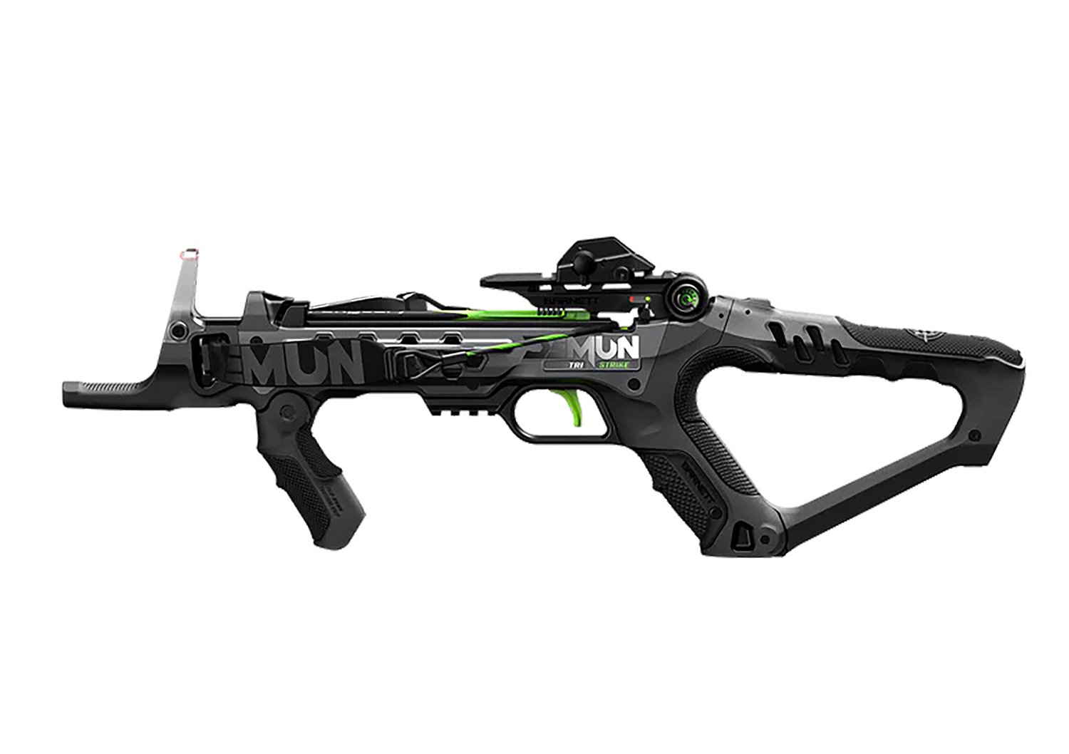 Barnett BAR50013 Demun Tri Strike Crossbow, 3-Shot Mag, 180 FPS, Fiber Optic Sight - Barnett Outdoors - DEMUN