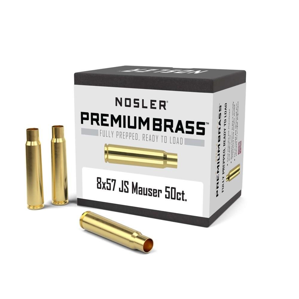 Nosler 8X57mm JS Unprimed Brass Rifle Cartridge Cases, 50 Count, Premium Quality, Fully Prepped - Nosler - 8x57 JS