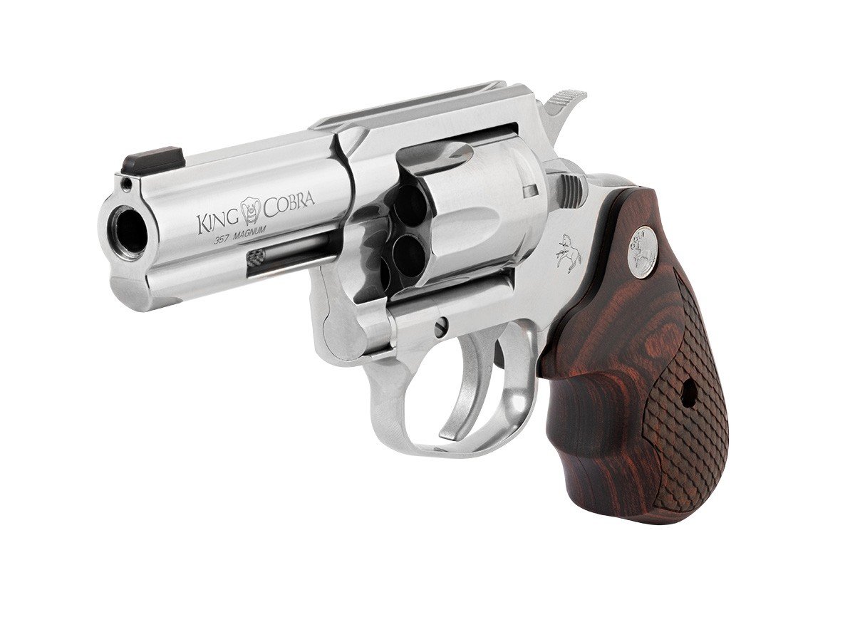 Colt King Cobra 357 Mag 6rd 3" Revolver Stainless Steel Snakescale Wood Bead Sight