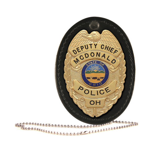 Buy Boston Leather Oval Badge Holder Hook & Loop Closure Leather online