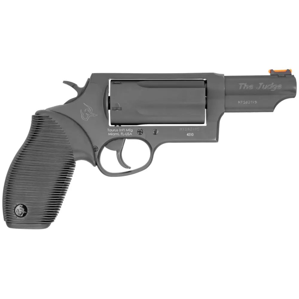 Taurus 2441031MAG Judge Magnum Revolver - 45 Colt/410 Gauge, 3" Barrel, 5-Round, Blue Steel, Ribber Grip, Red Fiber Optic Sight - Taurus International Manufacturing, Inc. - 410 Bore | 45 Colt