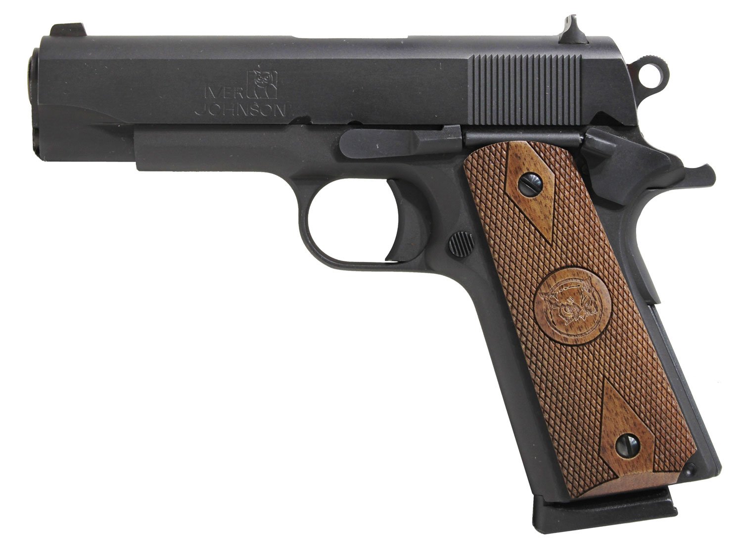 Iver Johnson Arms 1911 Falcon Commander Pistol: Matte Blue, .45 ACP, 4.25-inch Barrel, 8-Round Mag, Round Combat Hammer - Iver Johnson - .45ACP
