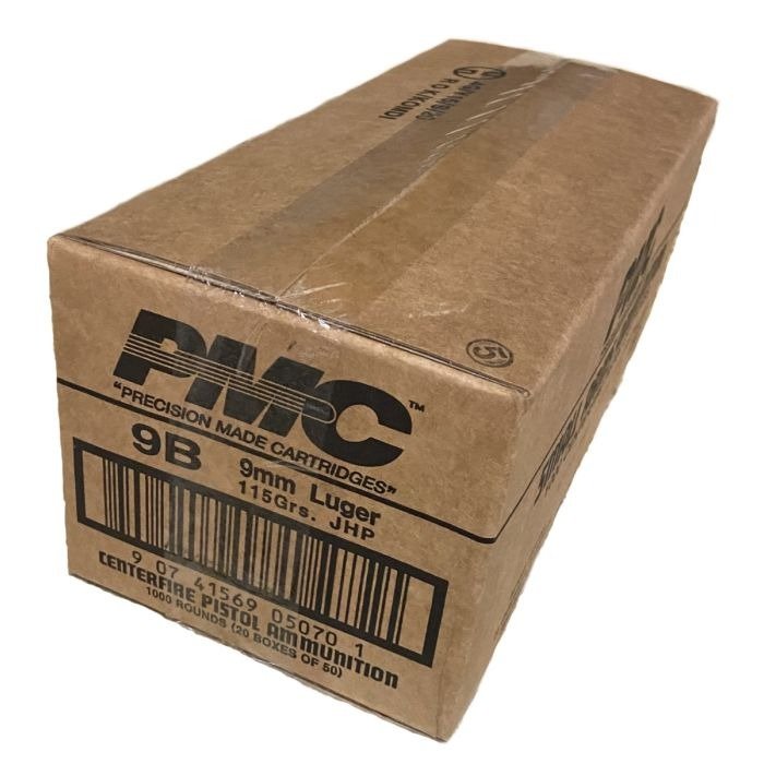 PMC Bronze 9mm Luger Handgun Ammo - 115 Grain JHP 1000rd Case PMC-9B