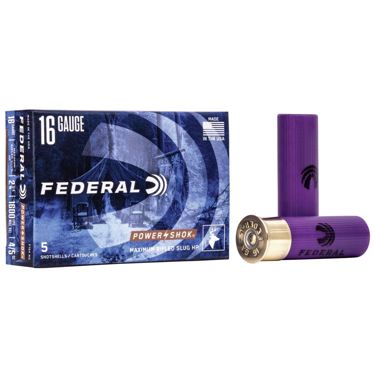 Federal F164RS Power-Shok Shotshell 16Gauge 2.75" 7/8oz RifledSlug... - Federal Premium Ammunition - RIFLED SLUG