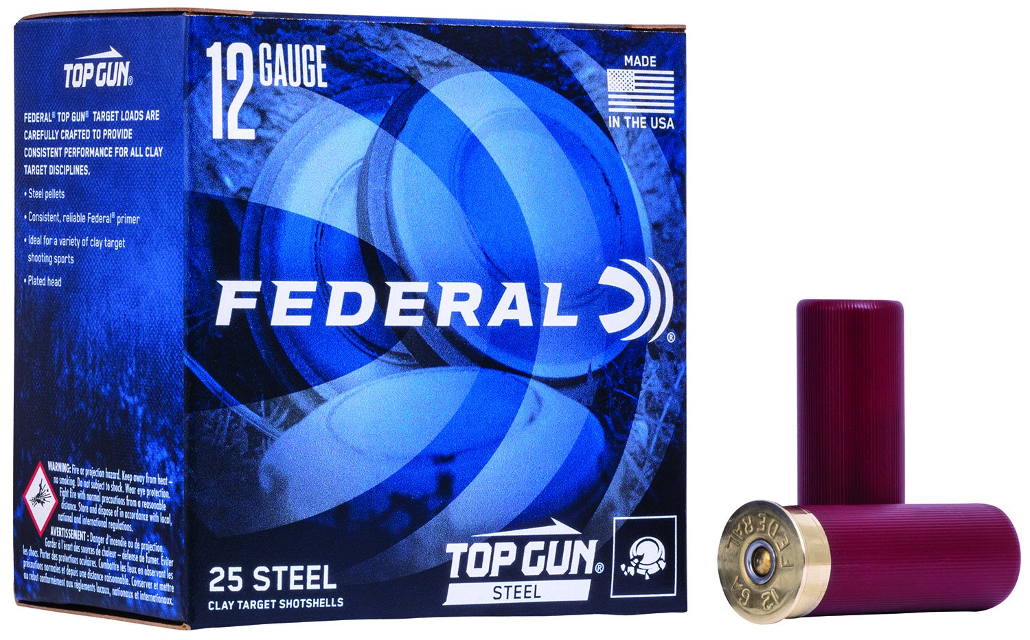 Federal Top Gun 12 Gauge 2 3/4 1-1/8oz #7 Steel Shot 25rd/bx - Federal Premium Ammunition - 12 Gauge