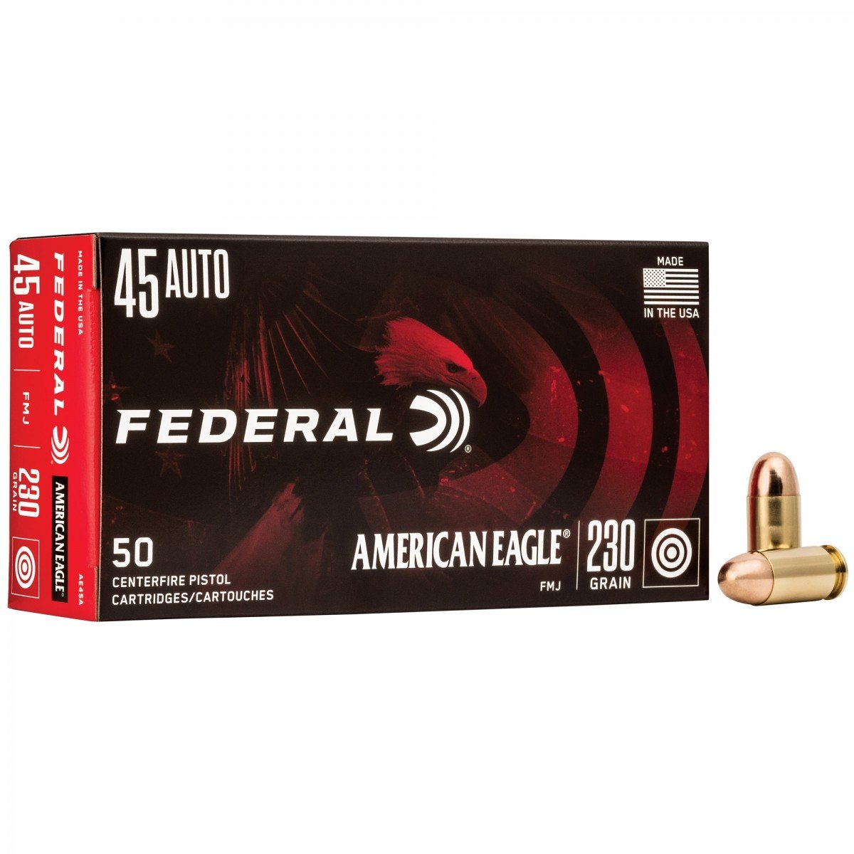 Federal AE45A American Eagle Handgun 45 ACP 230 gr Full Metal Jacket (FMJ) 50 Per Box/20 Cs