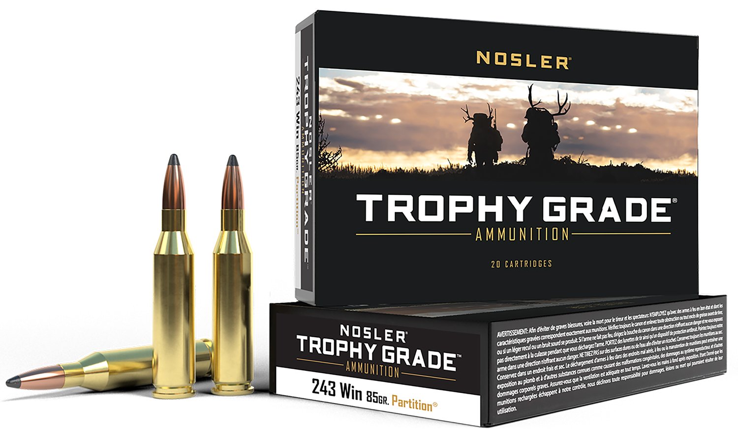Nosler 60002 .243 Winchester 85 Grain Spitzer Partition 20 Rounds - Nosler - NOSLER SPITZER PARTITION