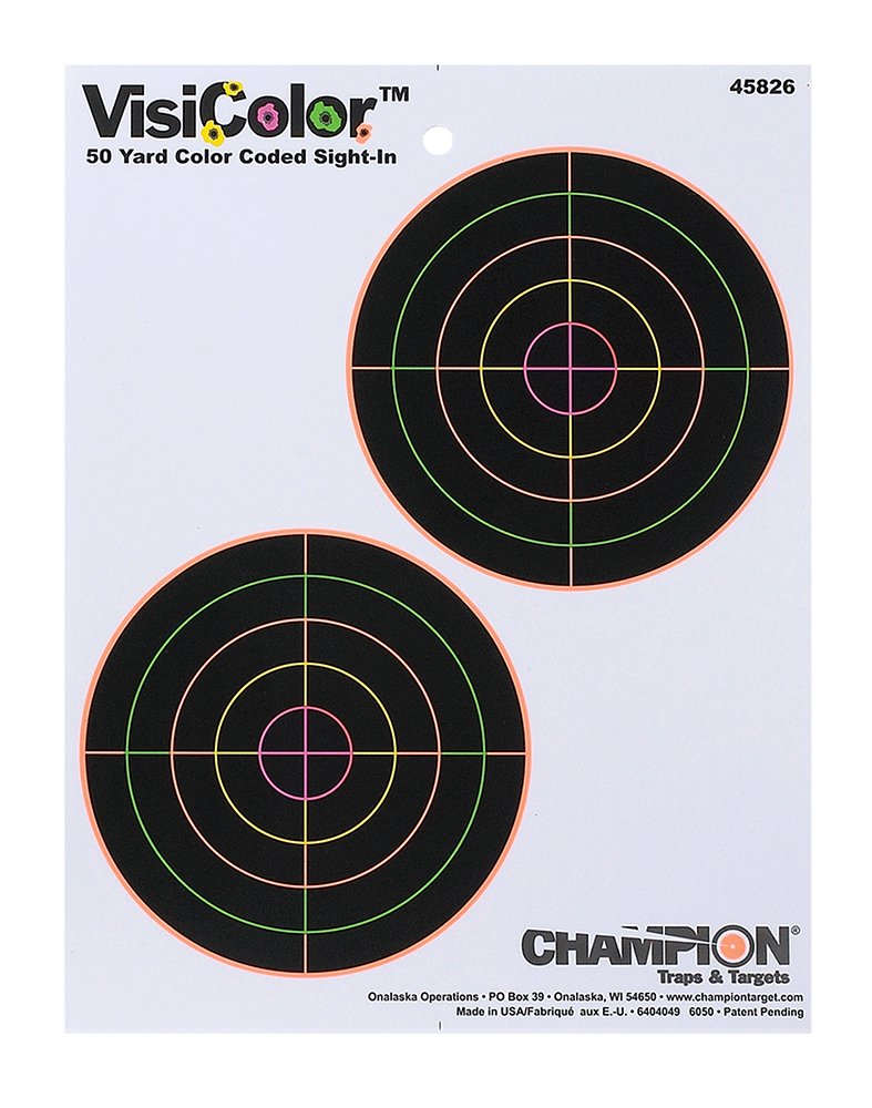 Champion Targets 45826 VisiColor 5" Double Bullseye Paper Self-Adhesive 8.50" x 11" Multi-Color 10 Pk.