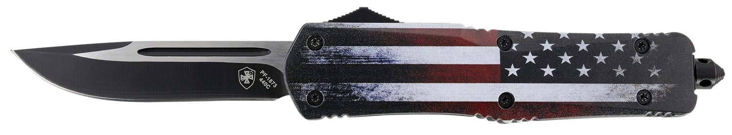 Templar LUS331 US Flag Gen II OTF Knife 3.5" 440C Blade, 5.25" Handle - Templar Knife - DROP POINT