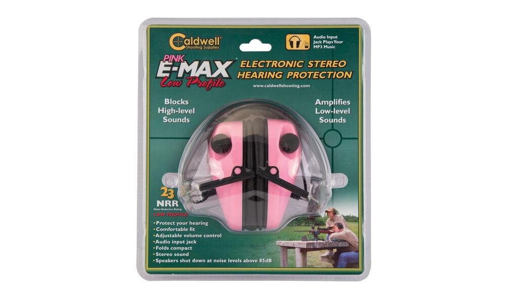 Caldwell 487111 E-Max Pink/Black Adult Hearing Protection, Low-Profile Design, 23dB Noise Reduction