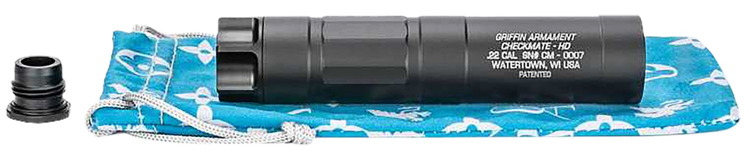 Griffin Armament CHECKMATE-HD Suppressor: 5.8oz, 5.7x28 Pistol Rated, ECO-FLOW Baffle, CARBON-GARD Tech, 7075-T6 Tube, EZ-LOK Mounting - Griffin Armament