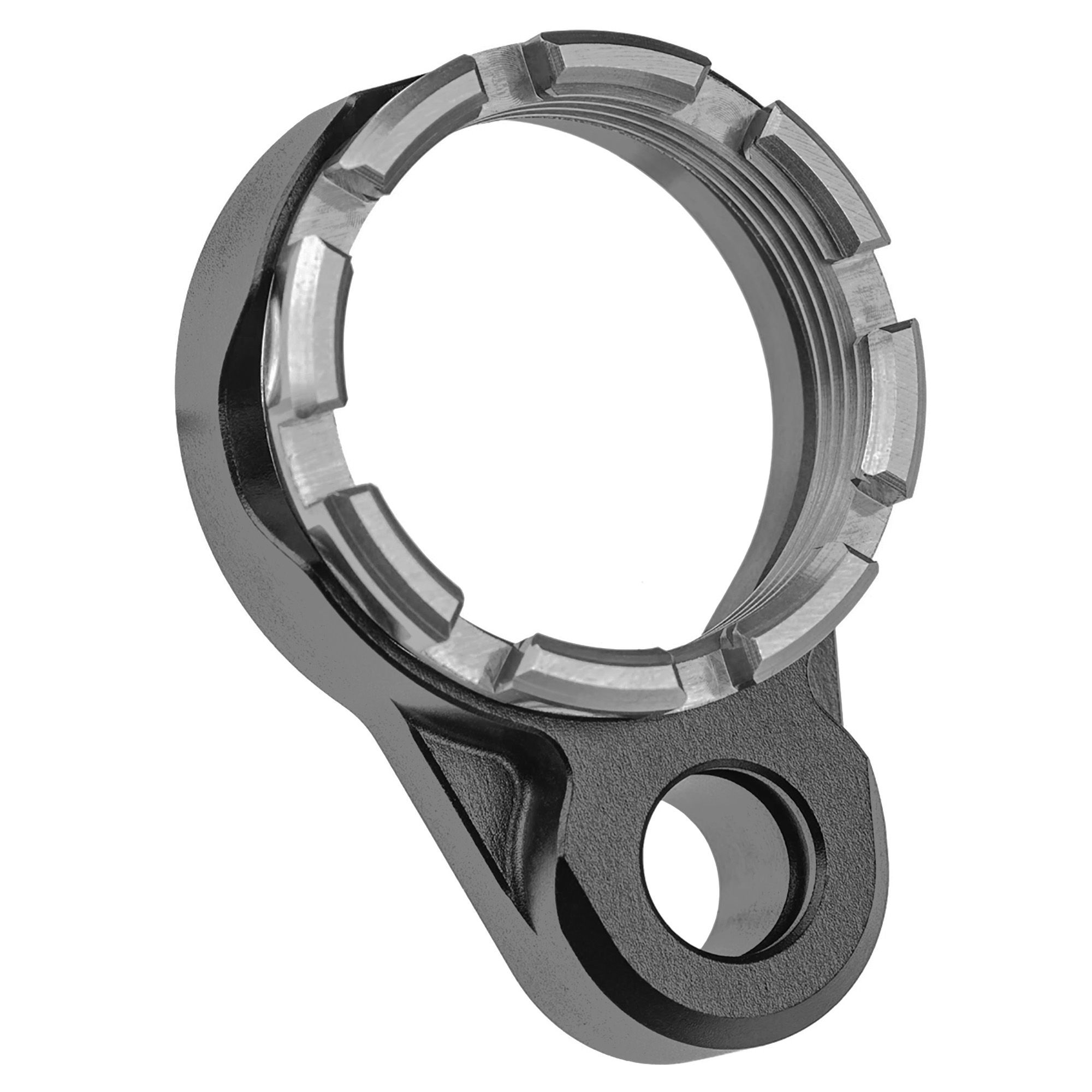 Fortis LE-BLK-K1-GRY Lightweight Castle Nut & End Plate, Black/Gray Anodized