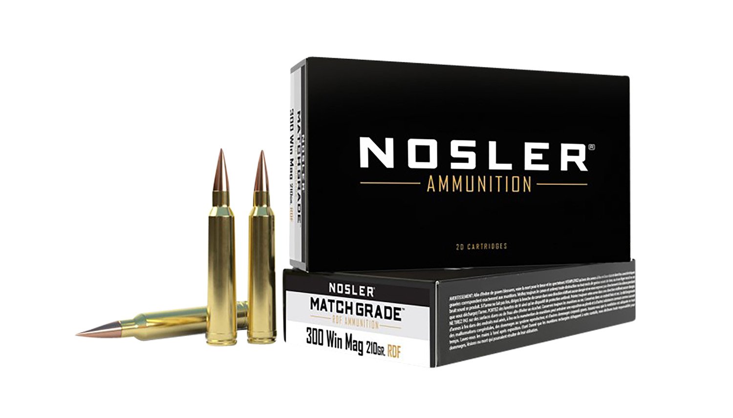 Nosler 60158 .300 Win Mag 210gr RDF HPBT 20 Rounds Match Grade Ammo - Nosler - RDF HOLLOW POINT BOAT TAIL