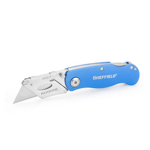 Sheffield Ultimate Lock Back Utility Knife 2.5" Stainless Steel Blade, Blue Handle