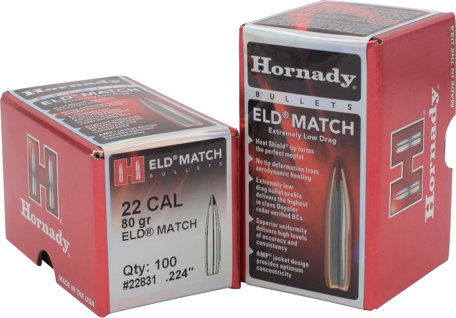 Hornady 22831 ELD Match 22 Cal .224 80 gr Extremely Low Drag-Match (ELD-M) - 100/Box 30/Case - Horn Hunter - 22 Caliber