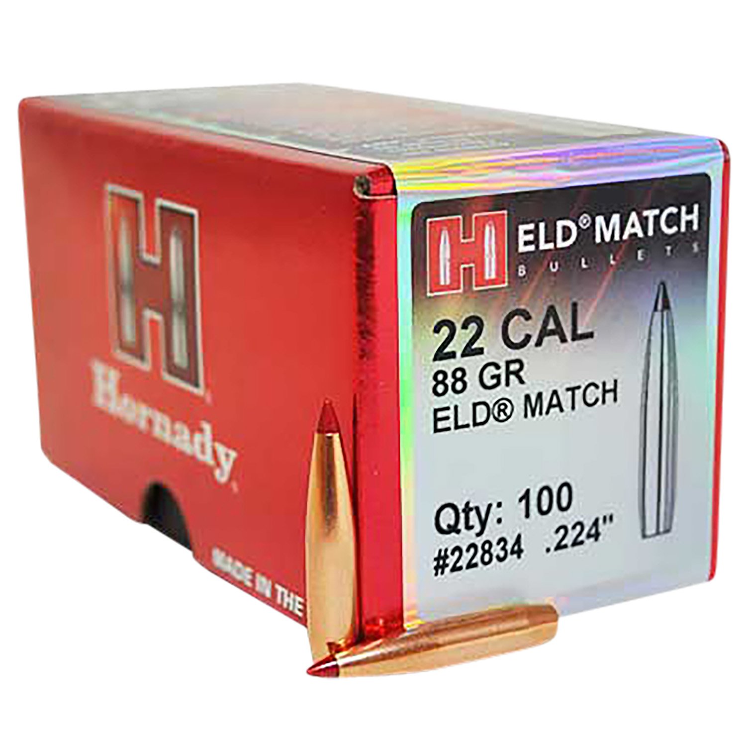 Hornady 22834 ELD Match Target 22 Cal .224 88 gr Extremely Low Drag-Match (ELD-M) - Horn Hunter - 22 Caliber