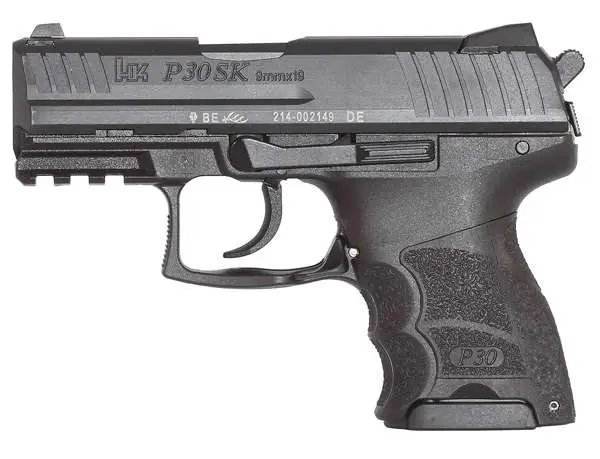 HK P30SK Subcompact 9mm V3 Handgun: 3.27" Barrel, Night Sights, 10-Round Capacity, Black Steel Slide