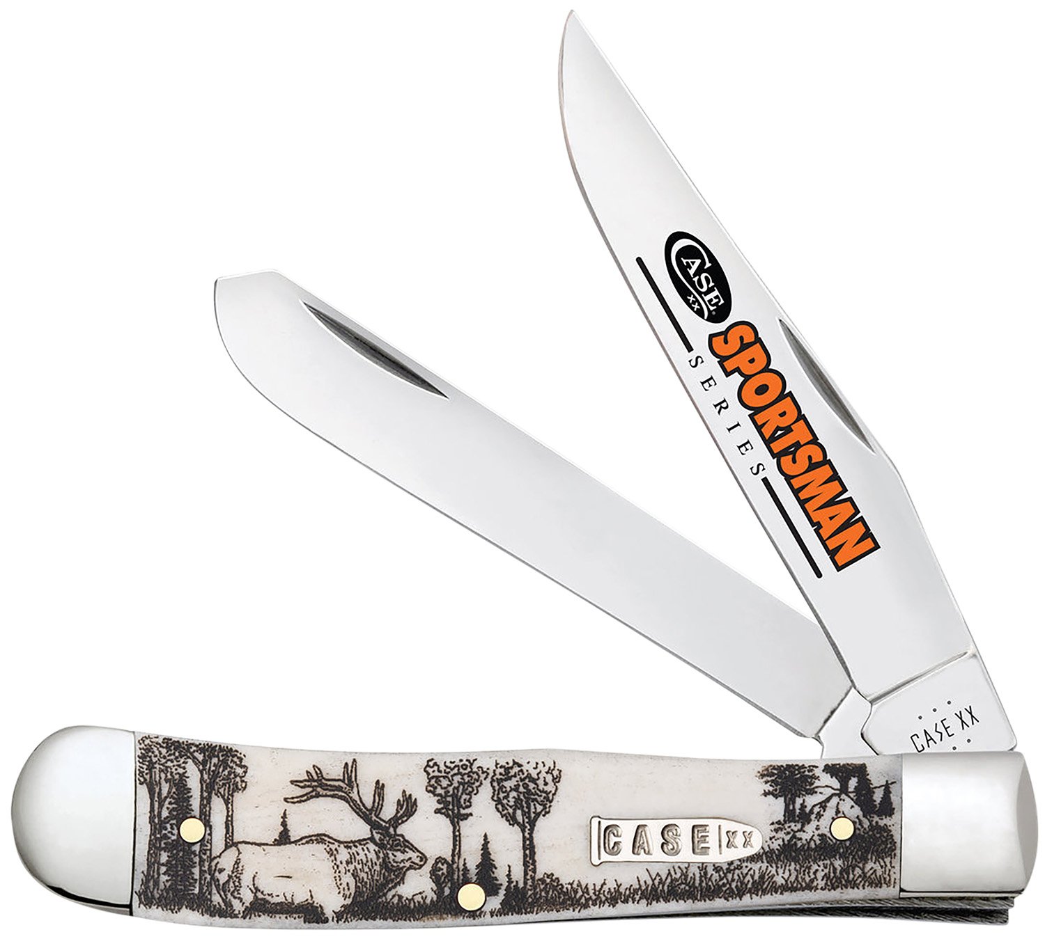 Case 81222 Trapper Folding Knife, Tru-Sharp SS, Elk Bone Handle - Case Cutlery - CLIP POINT/SPEY