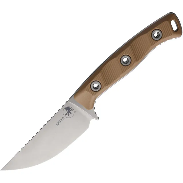 MICROTECH Akris 3.7 In SE Stonewash G-10 Dark Earth Leather Sheath