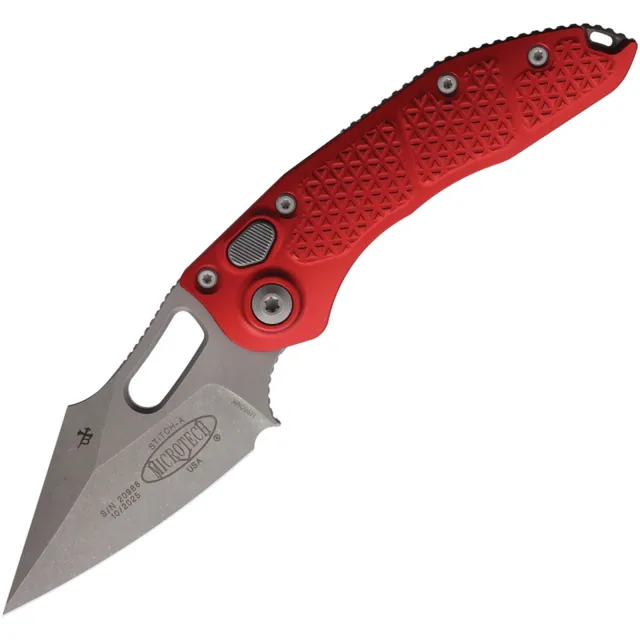 Microtech 169-10APRD Stitch 3.75 In Auto SE STD APOC Red ALU Handle