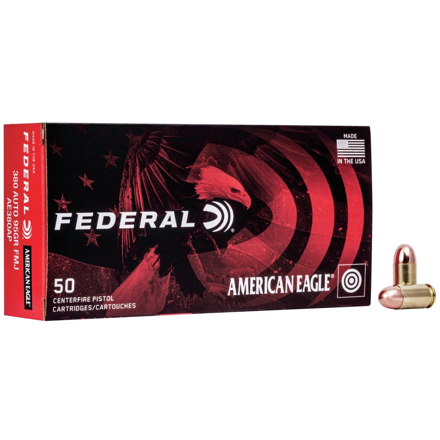 Federal AE380AP 380 ACP 95 Grain Full Metal Jacket 50 Rounds Box