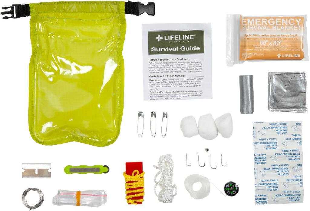 LIFELINE 4052 Ultralight Survival Kit 29pc Weatherproof Roll-Up 5oz
