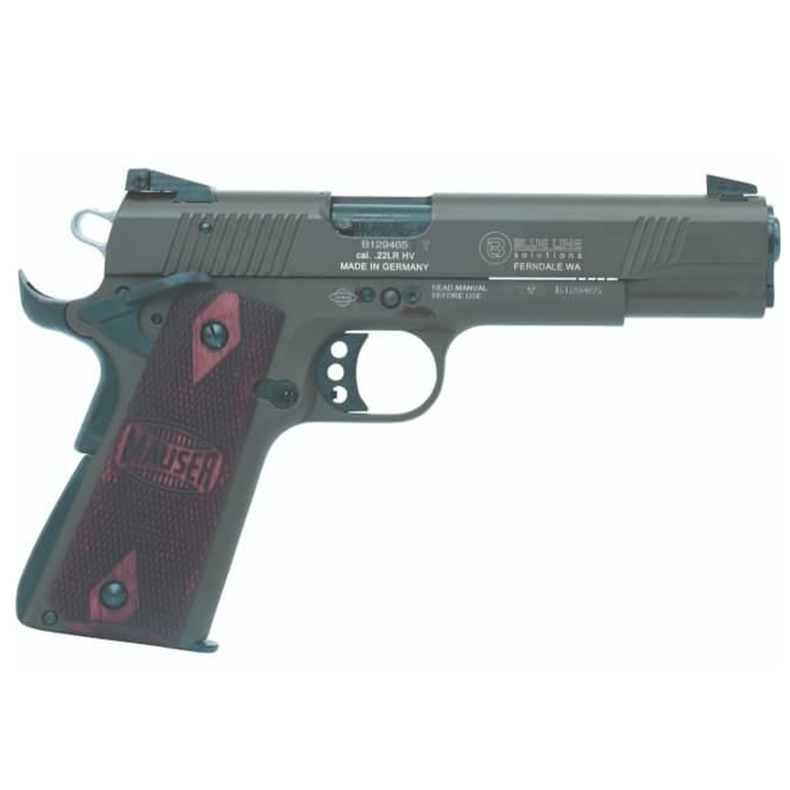 Mauser 1911 22LR ODG 5"; Adjustable Sights; Walnut Mauser grips; 1x15rd mag Threaded Barrel