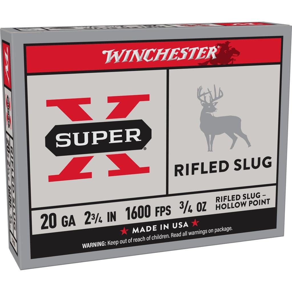 Winchester Ammo X20RSM5 Super X 20 Gauge 2.75" 3/4 oz 1600 fps Rifled Slug Shot 5 Bx/50 Cs - Winchester - RIFLED LEAD