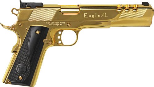 Iver Johnson GIJ38 Eagle XL 45ACP 6" Ported 24K Gold Black Wood