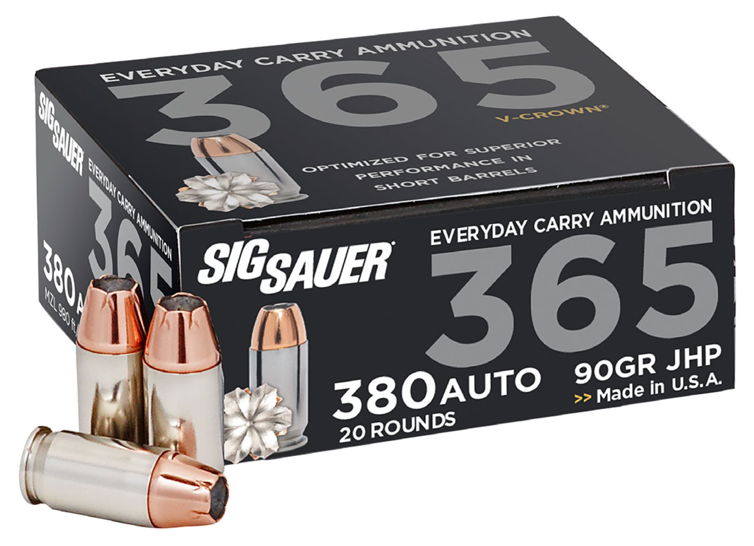 SIG Sauer Elite V-Crown .380ACP 90gr JHP Ammo