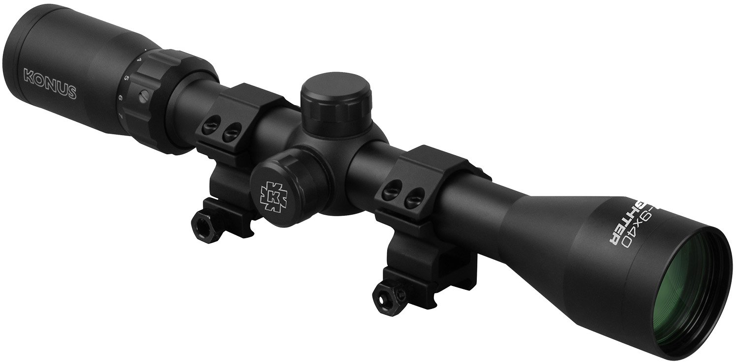 Konus 7352 Fighter Riflescope 3-9x40mm 30/30 Reticle with Rings - Konus - 40MM