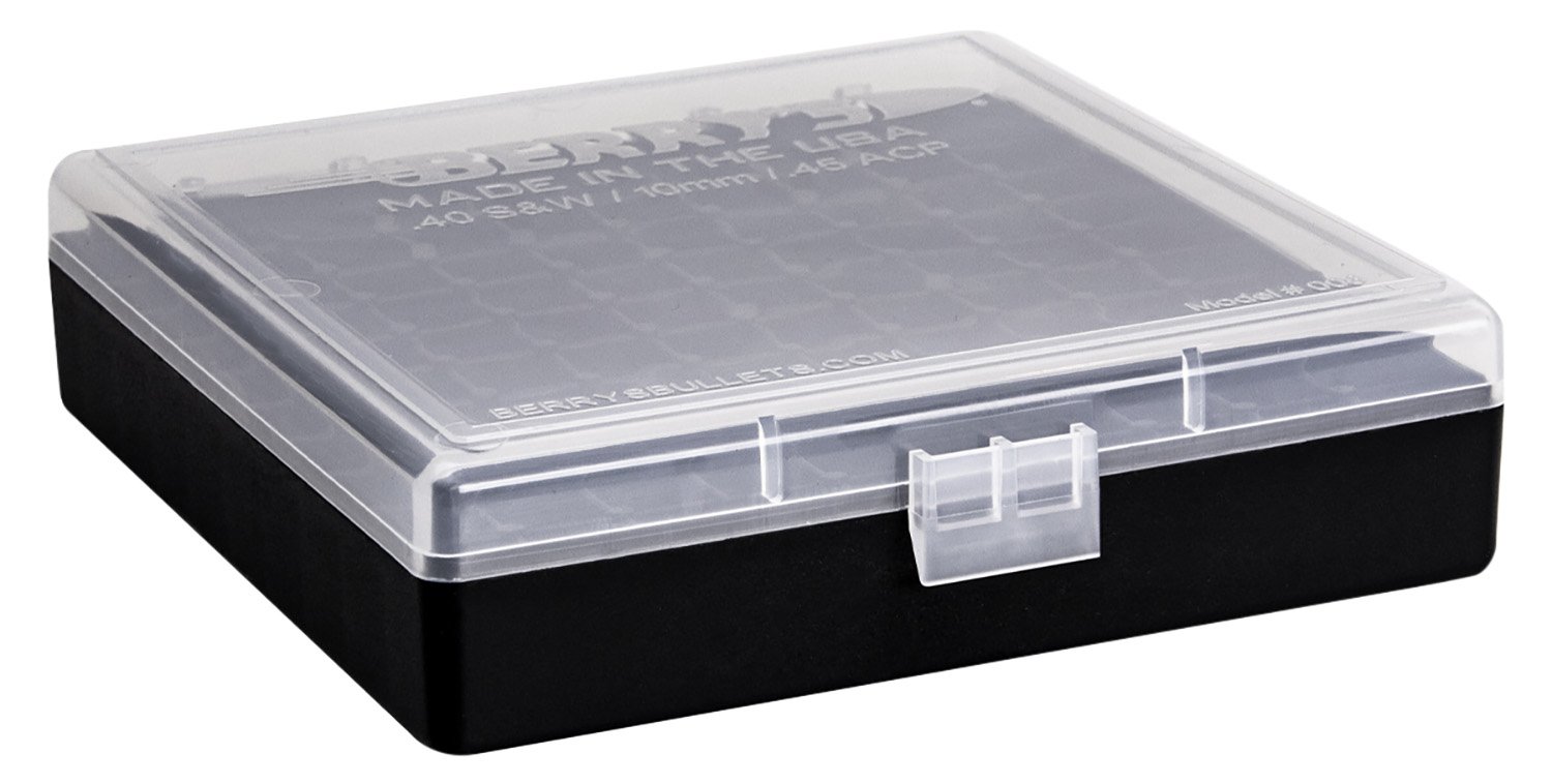 Berry's Mfg #008 (.40/45 ACP/10mm) Box Black w/Clear Lid - 100rd - Berry's Mfg - AMMO BOX