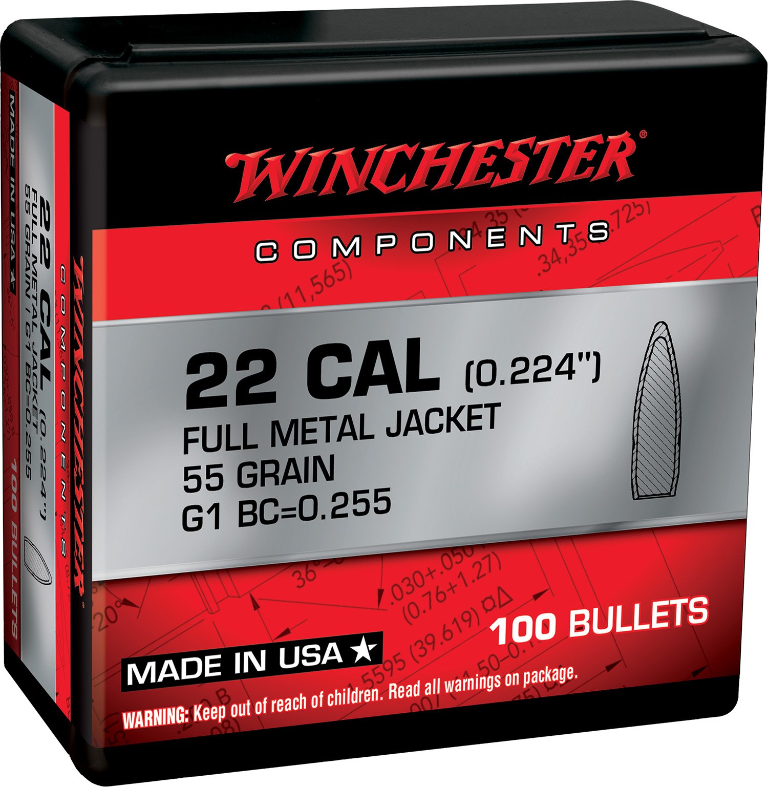 Winchester Ammo WB556MC55X 5.56x45mm NATO .224 55 gr FMJBT - 100 Bullets